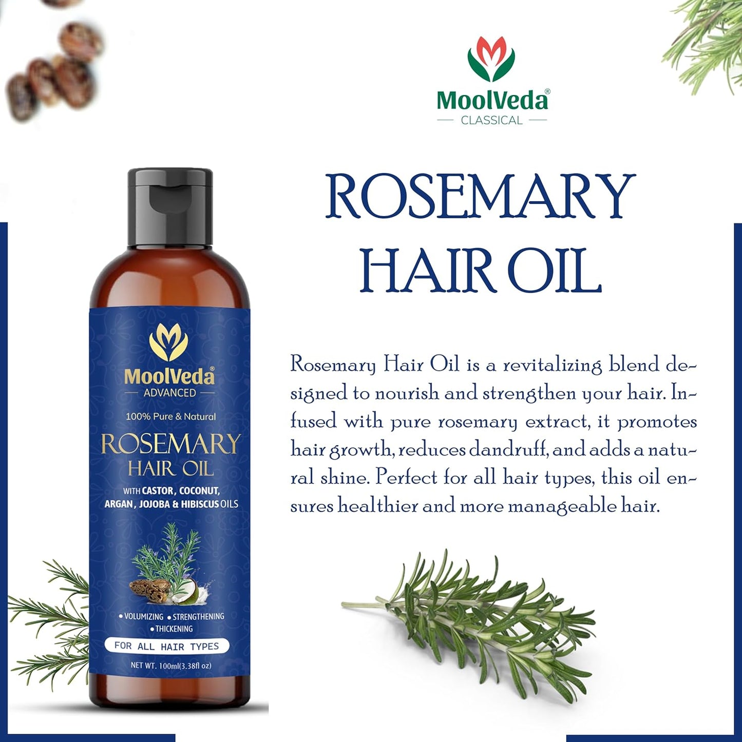 Moolveda Pure Rosemary Hair Oil-100ml