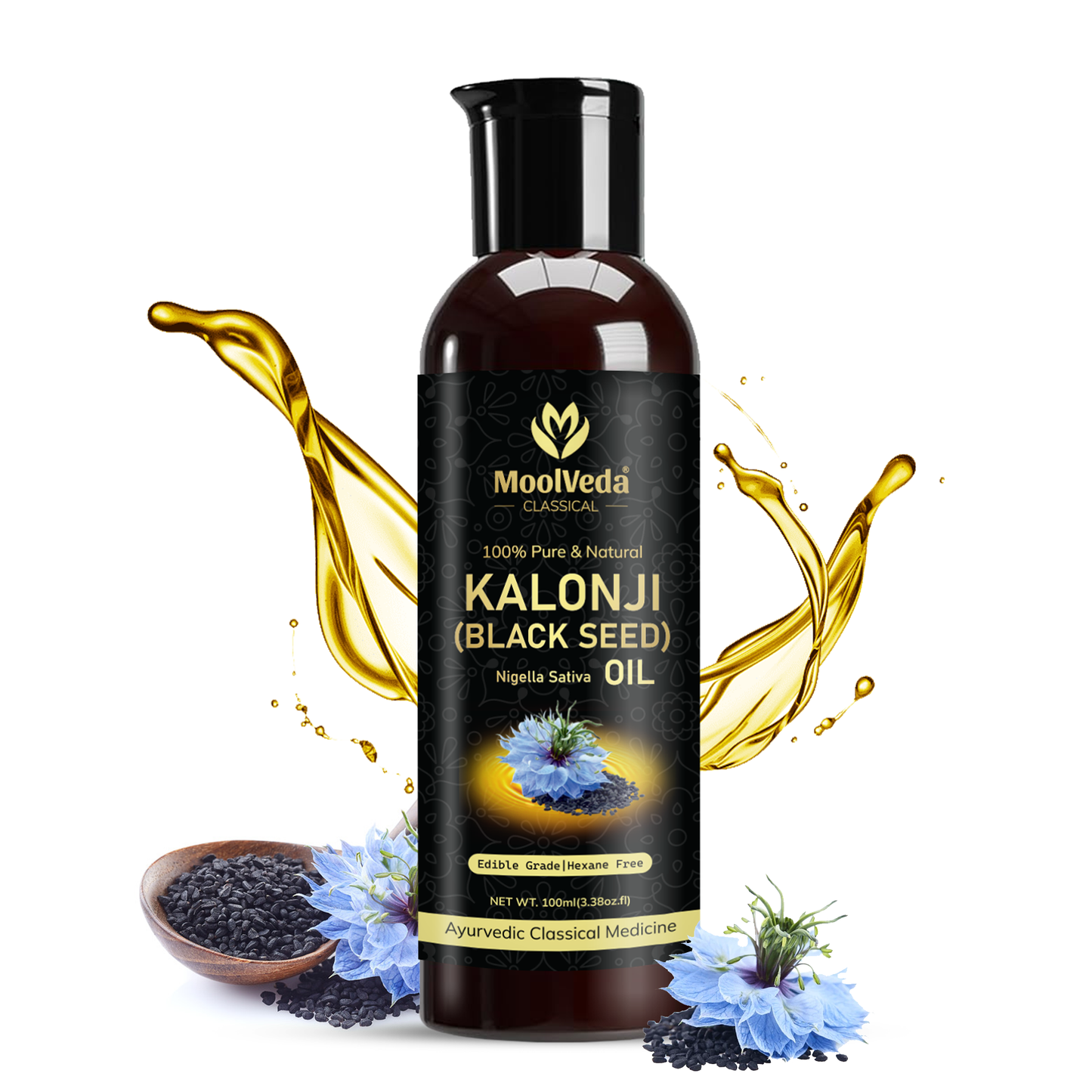 Moolveda Kalonji Oil - Virgin Grade - Black Seed Oil - Nigella Sativa - 100ml